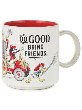 Hallmark Disney White Mug with Red Interior and Classic Character Firetruck New